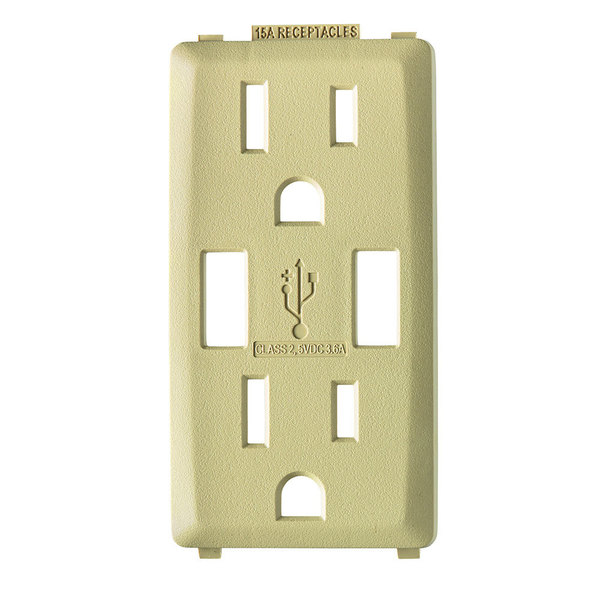 Leviton COMBINATION DEVICE SWITCH WHI.WHEAT RENU USB CHGR 15A REC FACEPL RKAA1-WG